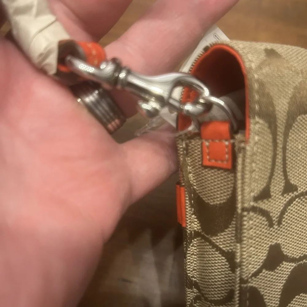 COACH Treo Case Khaki/Vermillion LOGO C Fabric Cell Phone Strap Vintage‎ Y2K NEW